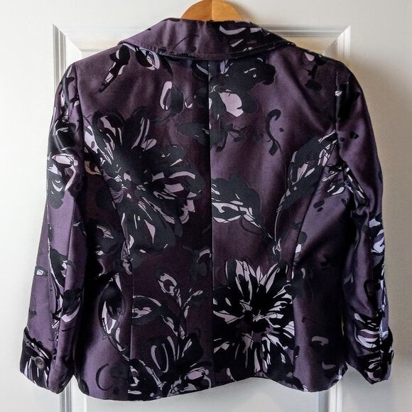 Ellen Tracy Purple & Black Print Blazer - Picture 2 of 7